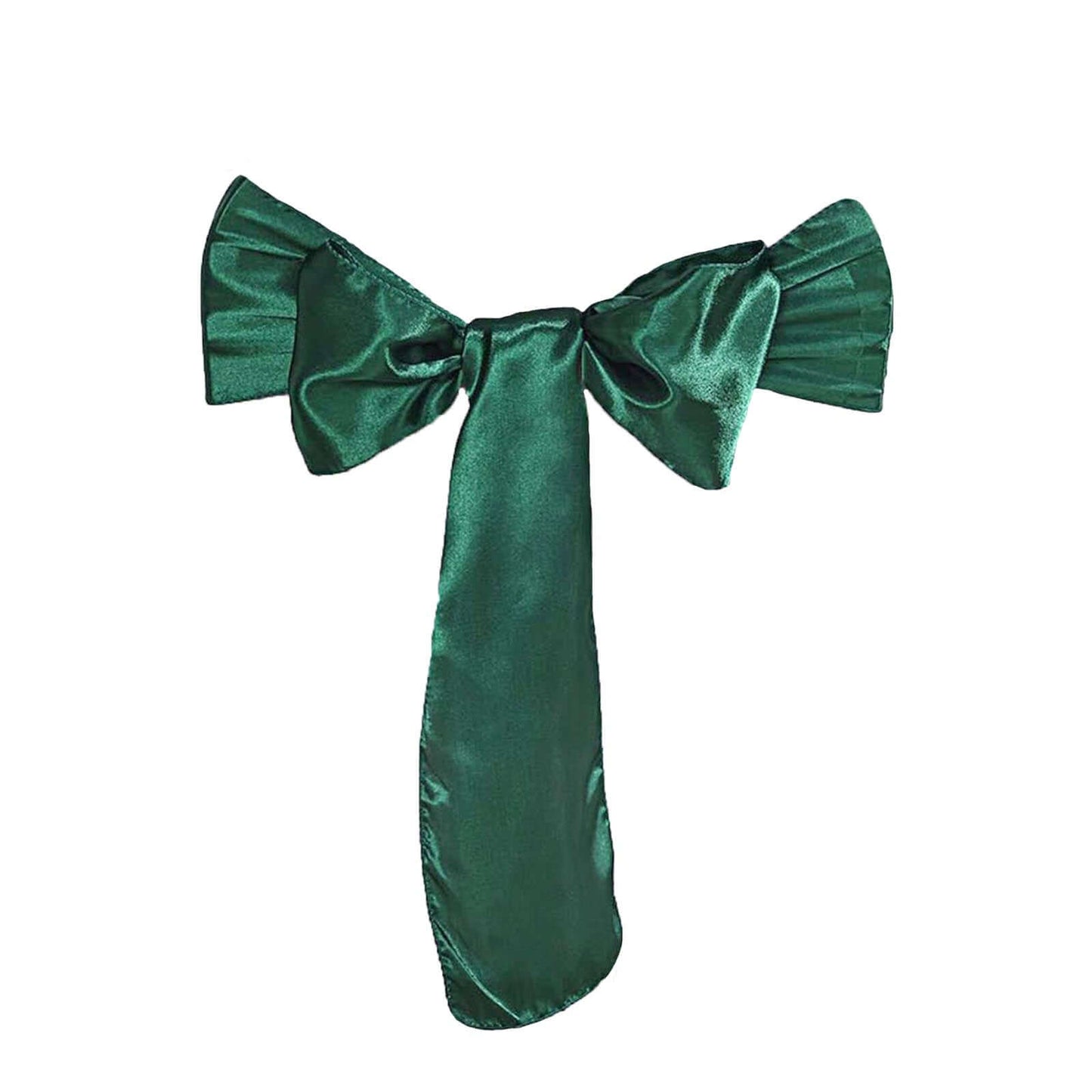 5 Pack Satin Chair Sashes Hunter Emerald Green - Durable Chair Bows with Shiny Finish 6"x106" - Linen Luxes