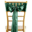 5 Pack Satin Chair Sashes Hunter Emerald Green - Durable Chair Bows with Shiny Finish 6"x106" - Linen Luxes