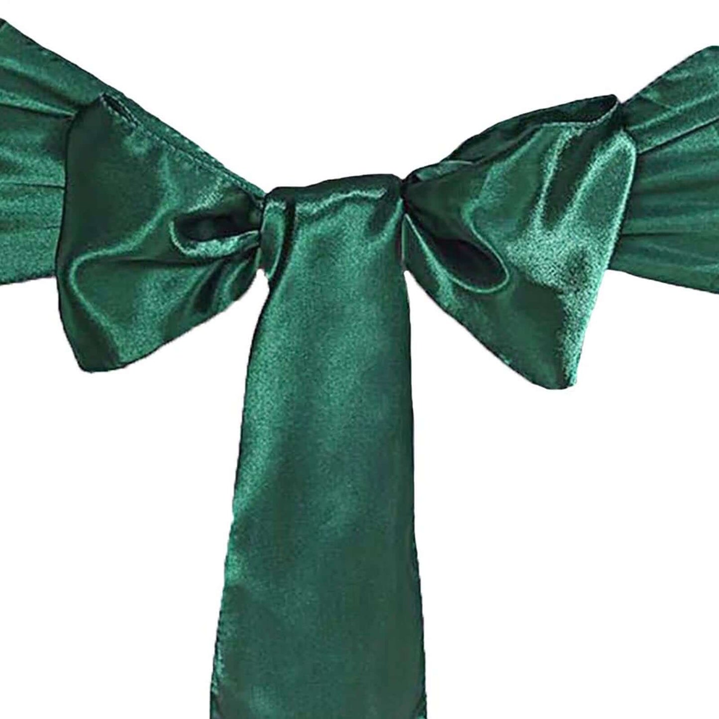 5 Pack Satin Chair Sashes Hunter Emerald Green - Durable Chair Bows with Shiny Finish 6"x106" - Linen Luxes