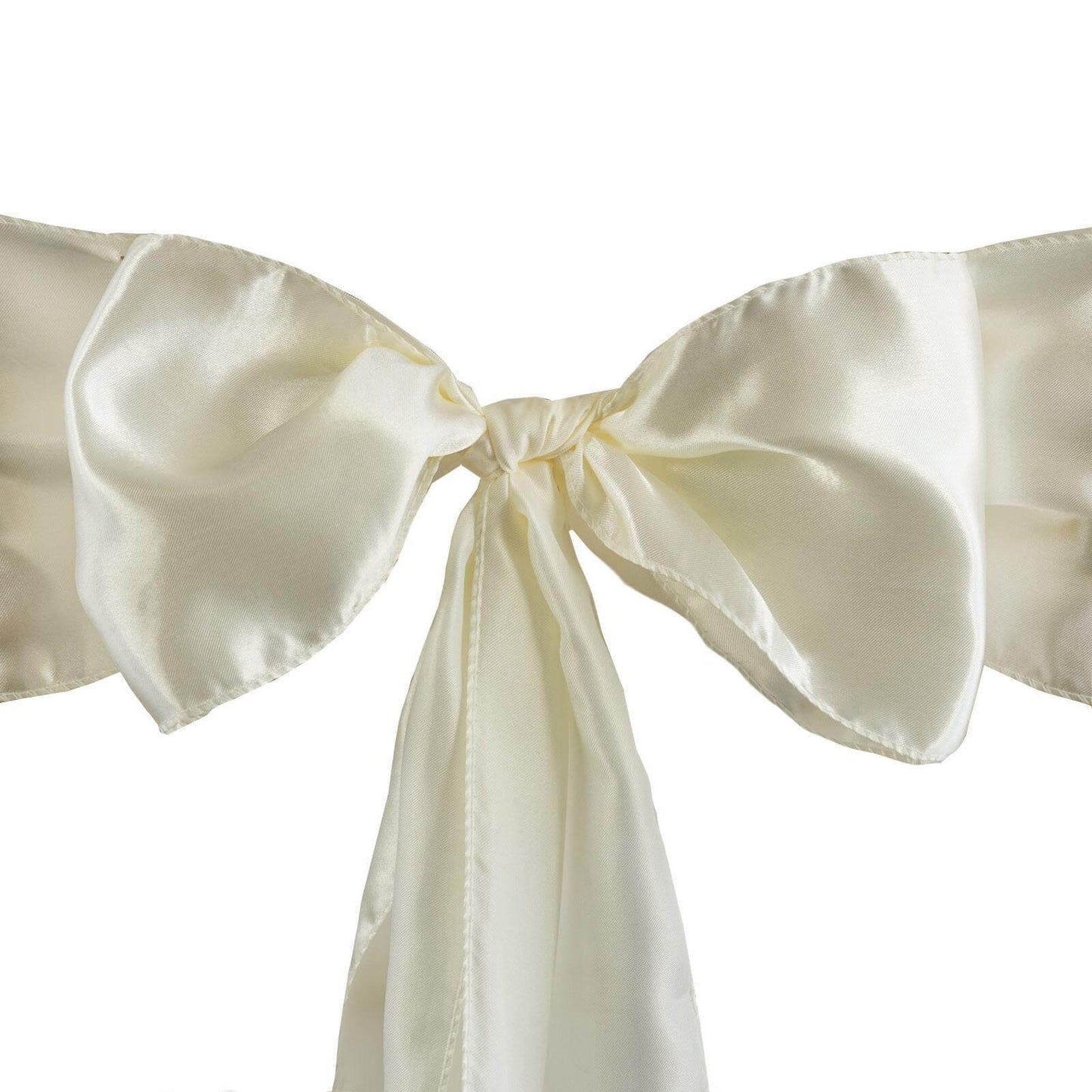 5 Pack Satin Chair Sashes Ivory - Durable Chair Bows with Shiny Finish 6"x106" - Linen Luxes