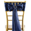 5 Pack Satin Chair Sashes Navy Blue - Durable Chair Bows with Shiny Finish 6"x106" - Linen Luxes