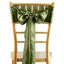 5 Pack Satin Chair Sashes Olive Green - Durable Chair Bows with Shiny Finish 6"x106" - Linen Luxes
