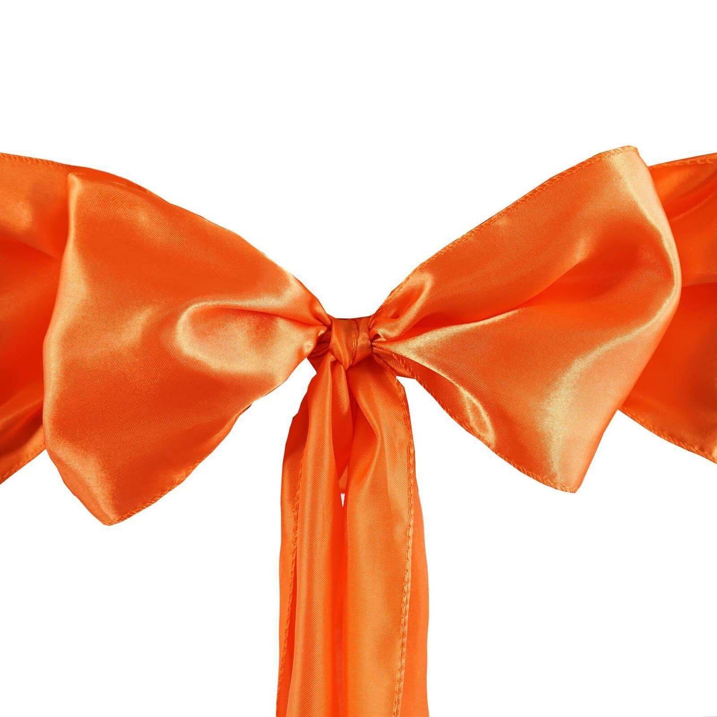 5 Pack Satin Chair Sashes Orange - Durable Chair Bows with Shiny Finish 6"x106" - Linen Luxes