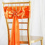 5 Pack Satin Chair Sashes Orange - Durable Chair Bows with Shiny Finish 6"x106" - Linen Luxes