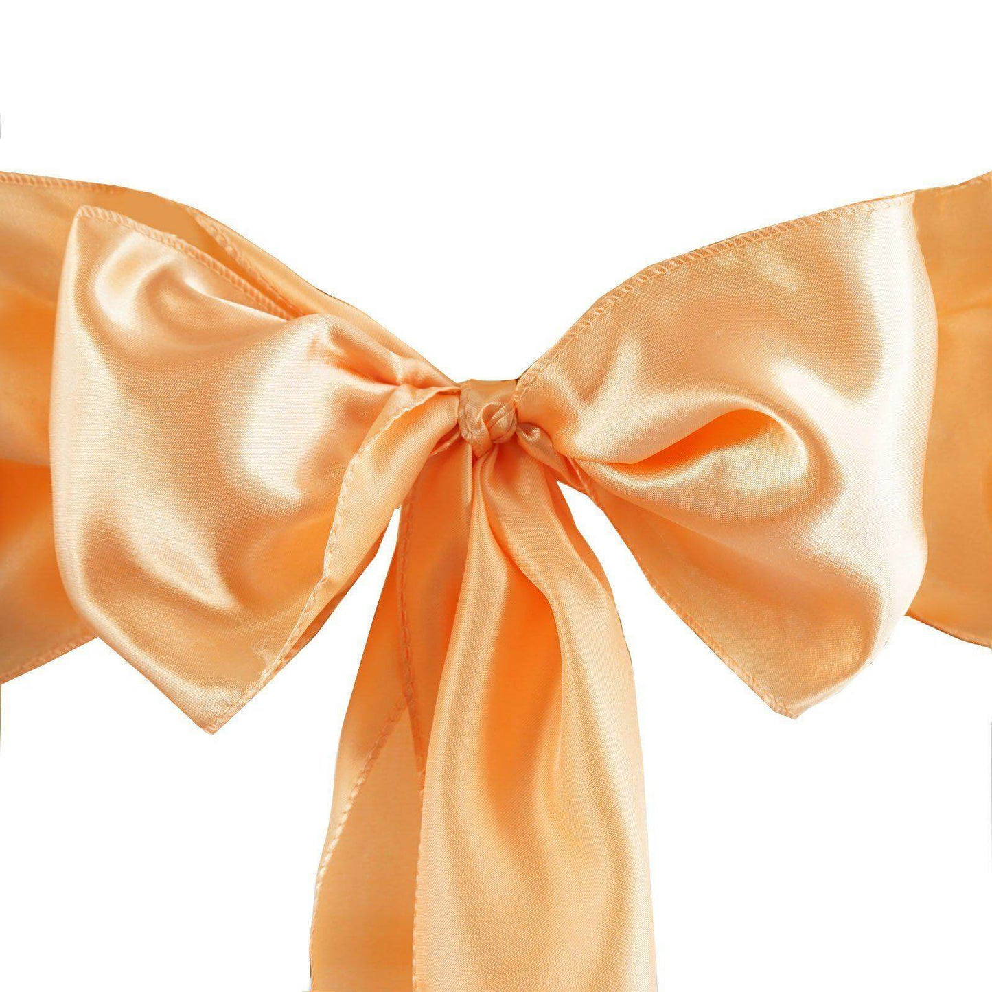 5 Pack Satin Chair Sashes Peach - Durable Chair Bows with Shiny Finish 6"x106" - Linen Luxes