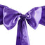 5 Pack Satin Chair Sashes Purple - Durable Chair Bows with Shiny Finish 6"x106" - Linen Luxes