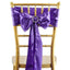 5 Pack Satin Chair Sashes Purple - Durable Chair Bows with Shiny Finish 6"x106" - Linen Luxes