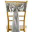 5 Pack Satin Chair Sashes Silver - Durable Chair Bows with Shiny Finish 6"x106" - Linen Luxes