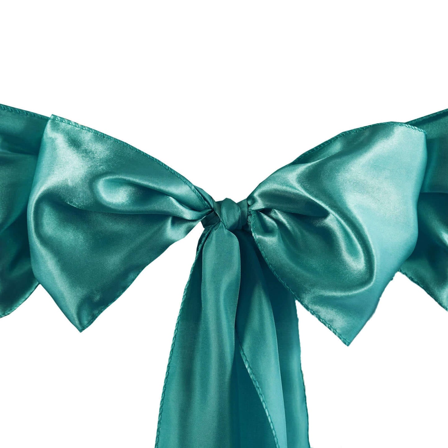 5 Pack Satin Chair Sashes Turquoise - Durable Chair Bows with Shiny Finish 6"x106" - Linen Luxes