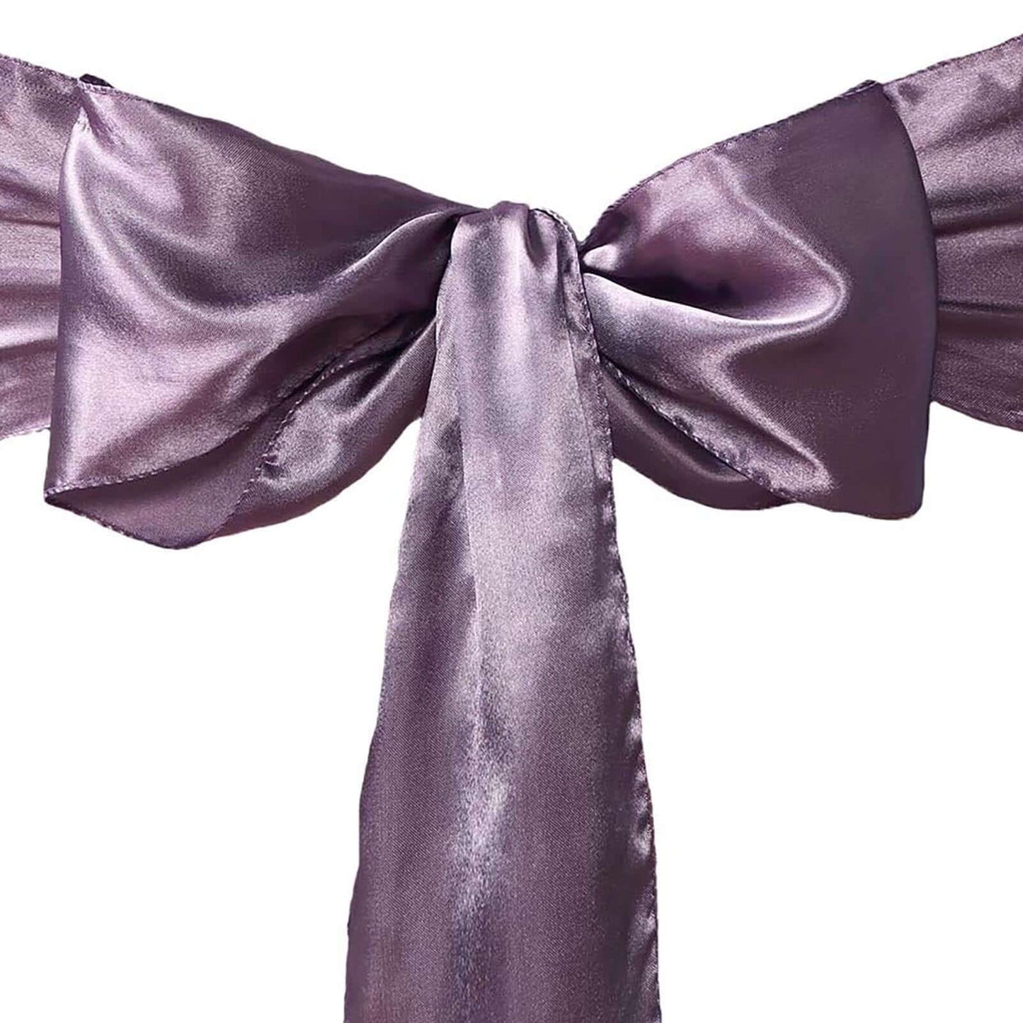 5 Pack Satin Chair Sashes Violet Amethyst - Durable Chair Bows with Shiny Finish 6"x106" - Linen Luxes