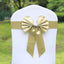 5 Pack Satin Faux Leather Chair Sashes Champagne - Durable Double Sided Pre - tied Bow Tie Chair Bands with Diamond Rhinestone Buckles - Linen Luxes