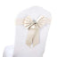 5 Pack Satin Faux Leather Chair Sashes Ivory - Durable Double Sided Pre - tied Bow Tie Chair Bands with Diamond Rhinestone Buckles - Linen Luxes