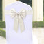 5 Pack Satin Faux Leather Chair Sashes Ivory - Durable Double Sided Pre - tied Bow Tie Chair Bands with Diamond Rhinestone Buckles - Linen Luxes