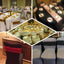5 Pack Satin Spandex Chair Sashes Gold - Rosette Design Stretch Chair Bands 6"x14" - Linen Luxes
