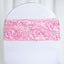 5 Pack Satin Spandex Chair Sashes Pink - Rosette Design Stretch Chair Bands 6"x14" - Linen Luxes