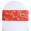 5 Pack Satin Spandex Chair Sashes Red - Rosette Design Stretch Chair Bands 6"x14" - Linen Luxes