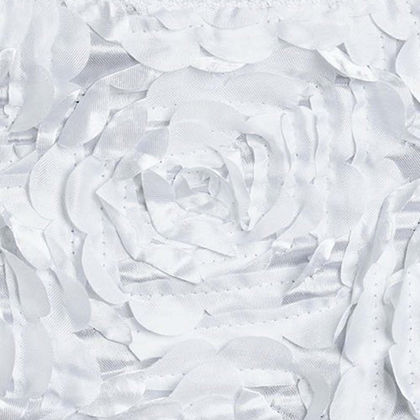 5 Pack Satin Spandex Chair Sashes White - Exquisite Rosette Design Stretch Chair Bands 6"x14" - Linen Luxes