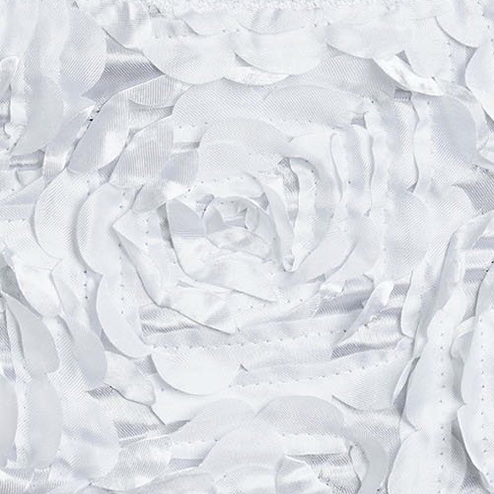 5 Pack Satin Spandex Chair Sashes White - Exquisite Rosette Design Stretch Chair Bands 6"x14" - Linen Luxes