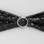5 Pack Sequin Spandex Chair Sashes Black - Sparkly Stretch Chair Bands for Glamorous Events 6"x15" - Linen Luxes