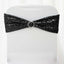 5 Pack Sequin Spandex Chair Sashes Black - Sparkly Stretch Chair Bands for Glamorous Events 6"x15" - Linen Luxes