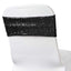 5 Pack Sequin Spandex Chair Sashes Black - Sparkly Stretch Chair Bands for Glamorous Events 6"x15" - Linen Luxes