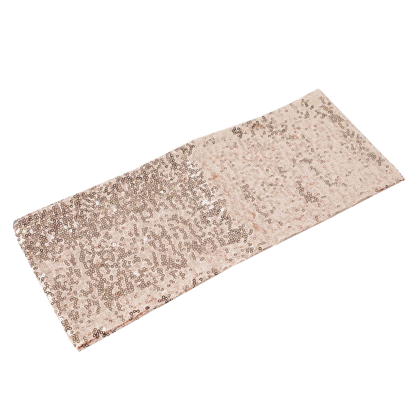 5 Pack Sequin Spandex Chair Sashes Blush - Stretch Chair Bands 6"x15" - Linen Luxes