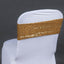 5 Pack Sequin Spandex Chair Sashes Gold - Sparkly Stretch Chair Bands for Glamorous Events 6"x15" - Linen Luxes