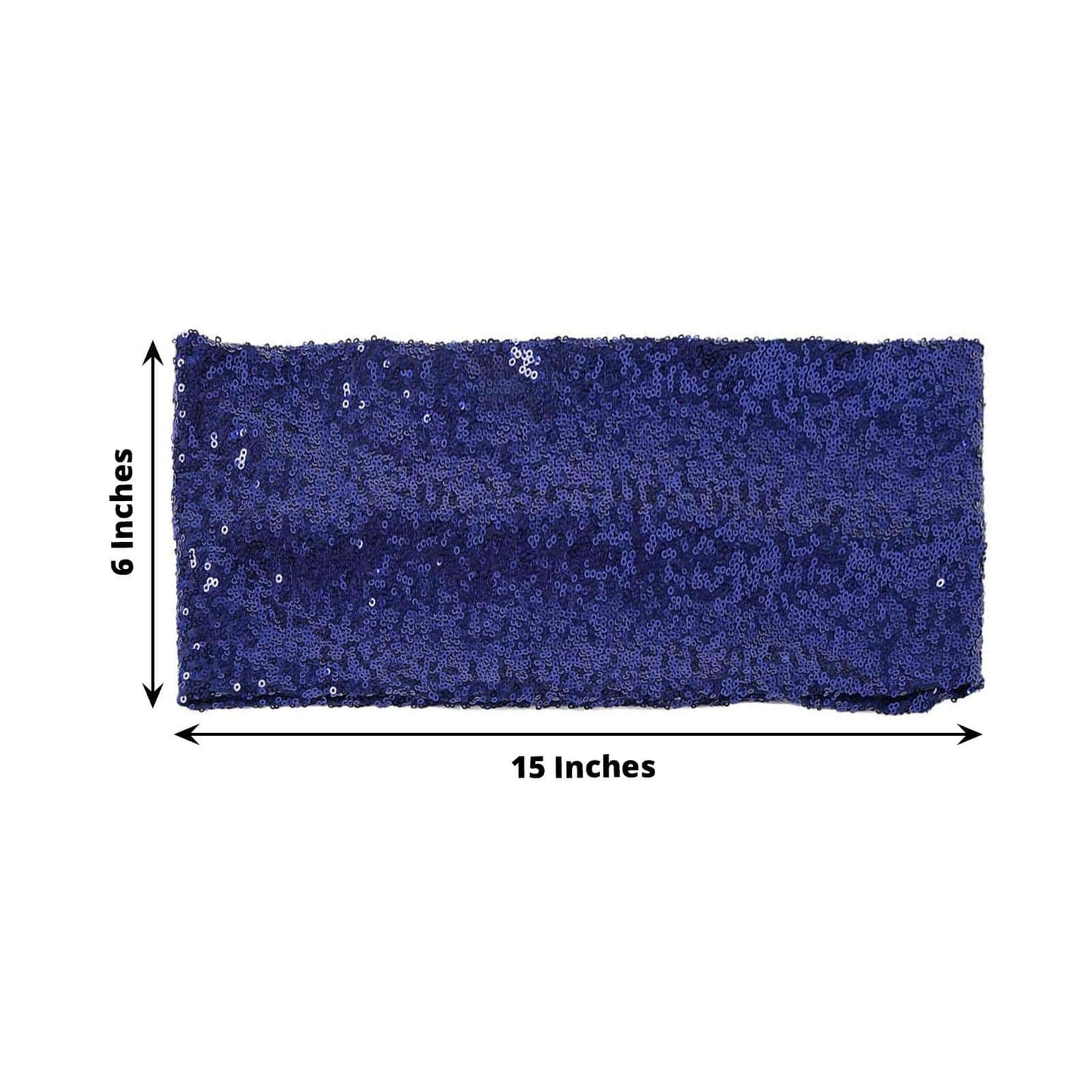 5 Pack Sequin Spandex Chair Sashes Navy Blue - Stretch Chair Bands 6"x15" - Linen Luxes