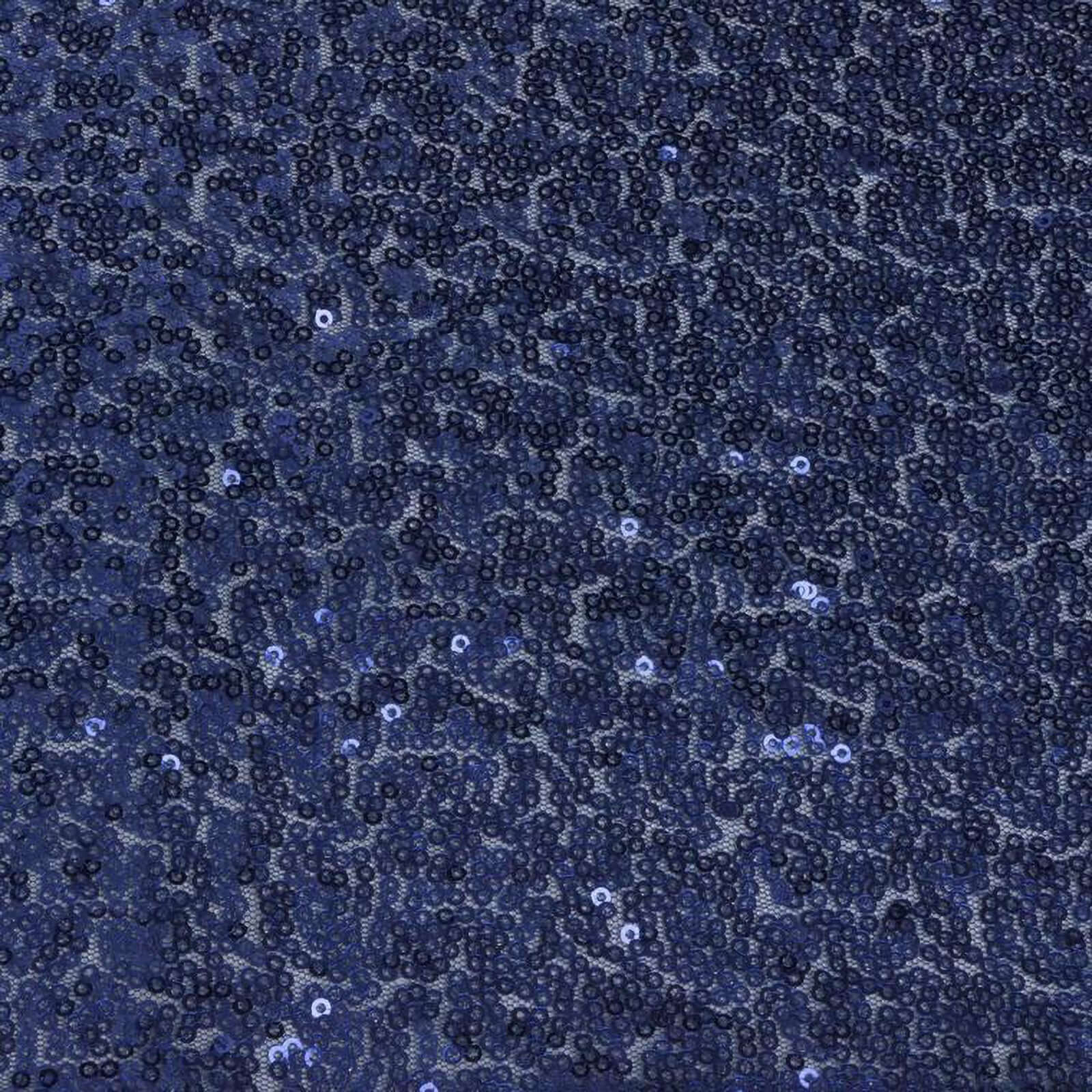 5 Pack Sequin Spandex Chair Sashes Navy Blue - Stretch Chair Bands 6"x15" - Linen Luxes