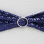 5 Pack Sequin Spandex Chair Sashes Navy Blue - Stretch Chair Bands 6"x15" - Linen Luxes