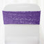 5 Pack Sequin Spandex Chair Sashes Purple - Stretch Chair Bands 6"x15" - Linen Luxes
