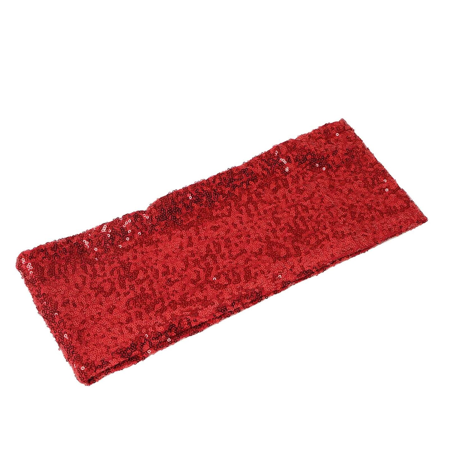 5 Pack Sequin Spandex Chair Sashes Red - Stretch Chair Bands 6"x15" - Linen Luxes
