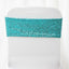 5 Pack Sequin Spandex Chair Sashes Turquoise - Stretch Chair Bands 6"x15" - Linen Luxes