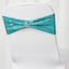 5 Pack Sequin Spandex Chair Sashes Turquoise - Stretch Chair Bands 6"x15" - Linen Luxes