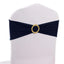 5 Pack Spandex Chair Sashes Navy Blue with Gold Rhinestone Buckles - Reusable Four-Way Stretch Sash Bands 5"x14"