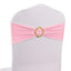 5 Pack Spandex Chair Sashes Pink with Gold Rhinestone Buckles - Reusable Four-Way Stretch Sash Bands 5"x14"