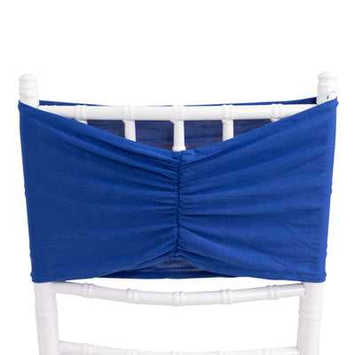 5 Pack Spandex Chair Sashes Royal Blue Ruffled Style - Wide Easy to Use Stretch Chair Bands 8"x13"