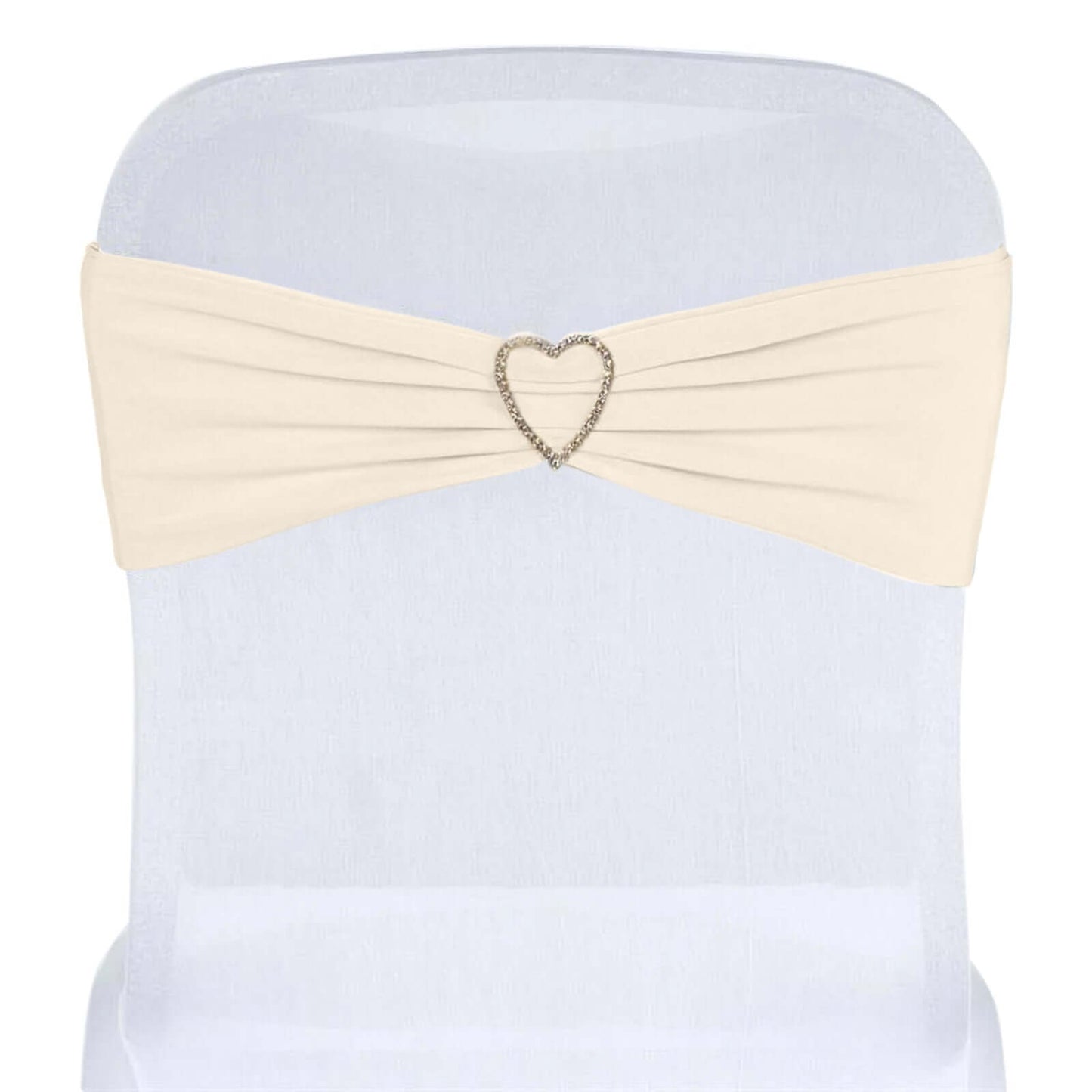 5 Pack Stretch Spandex Chair Sashes Beige - Fitted Finish Two Ply Heavy Duty Chair Bands 5"x12"