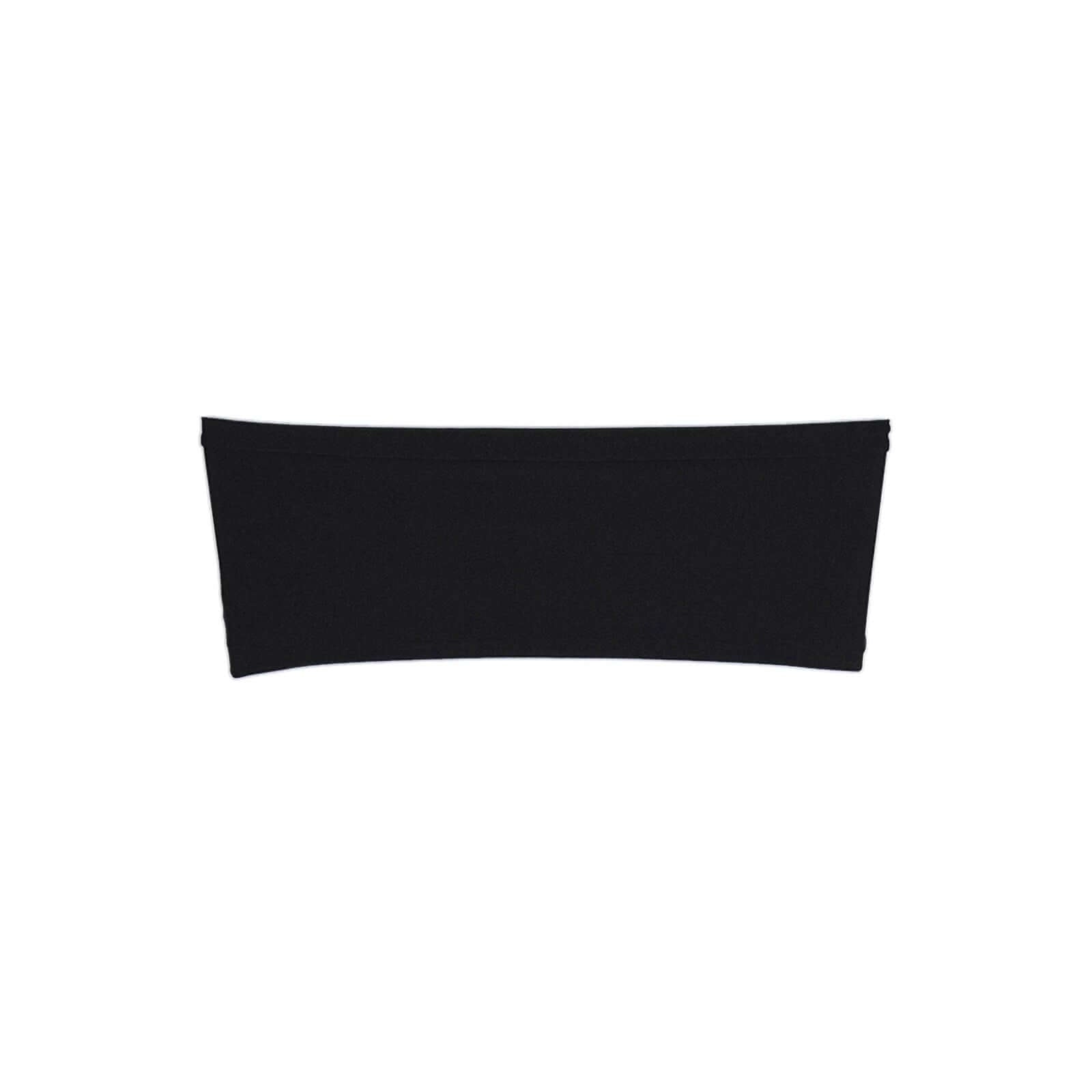 5 Pack Stretch Spandex Chair Sashes Black - Fitted Finish Two Ply Heavy Duty Chair Bands 5"x12" - Linen Luxes