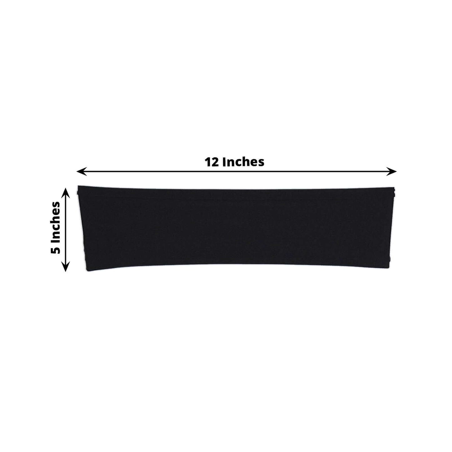 5 Pack Stretch Spandex Chair Sashes Black - Fitted Finish Two Ply Heavy Duty Chair Bands 5"x12" - Linen Luxes