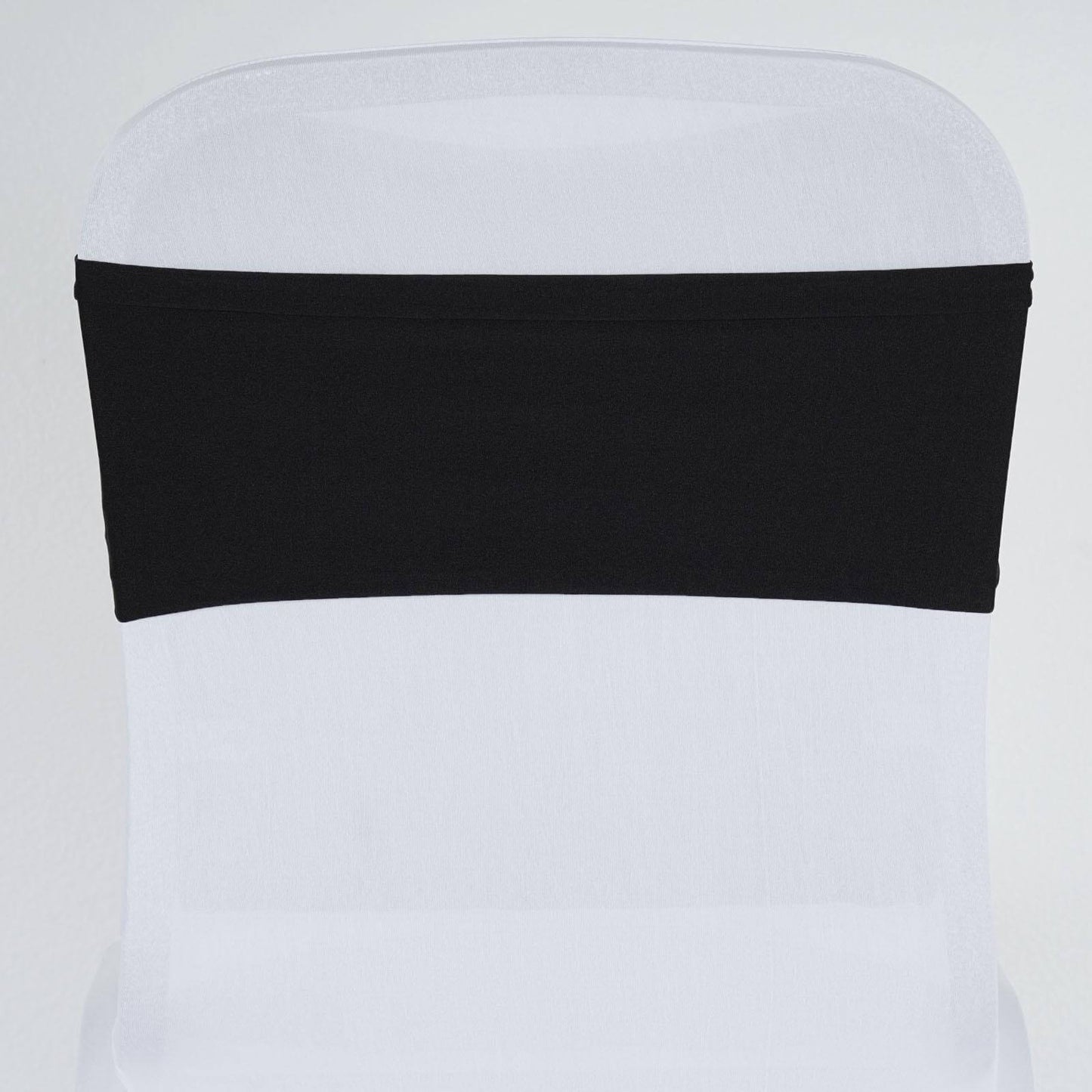 5 Pack Stretch Spandex Chair Sashes Black - Fitted Finish Two Ply Heavy Duty Chair Bands 5"x12" - Linen Luxes