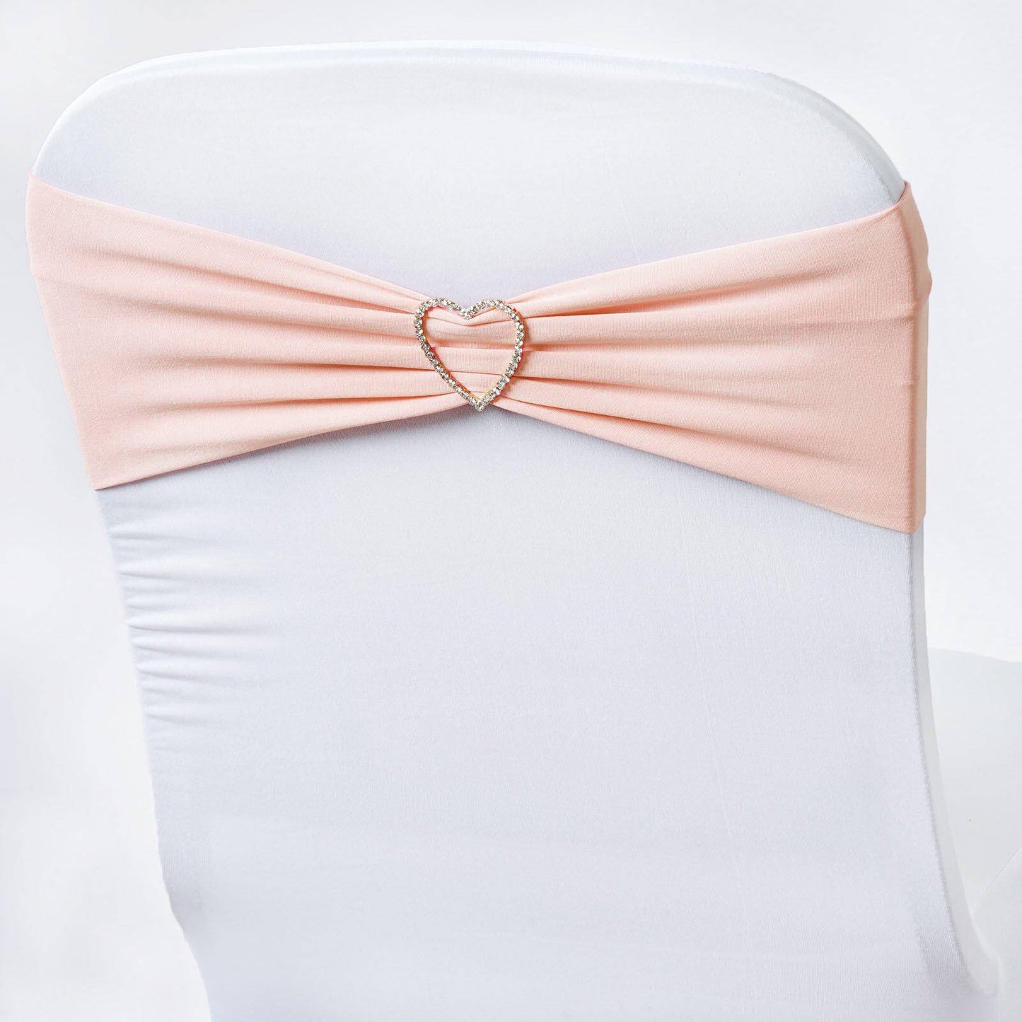 5 Pack Stretch Spandex Chair Sashes Blush - Fitted Finish Two Ply Heavy Duty Chair Bands 5"x12" - Linen Luxes