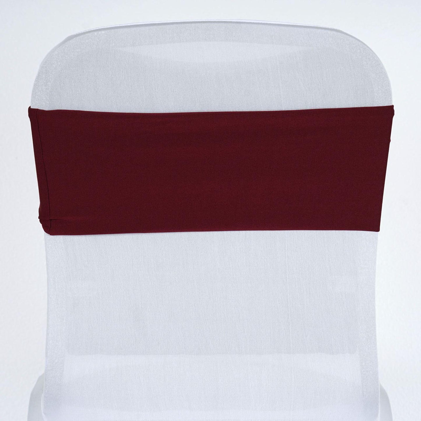 5 Pack Stretch Spandex Chair Sashes Burgundy - Fitted Finish Two Ply Heavy Duty Chair Bands 5"x12" - Linen Luxes