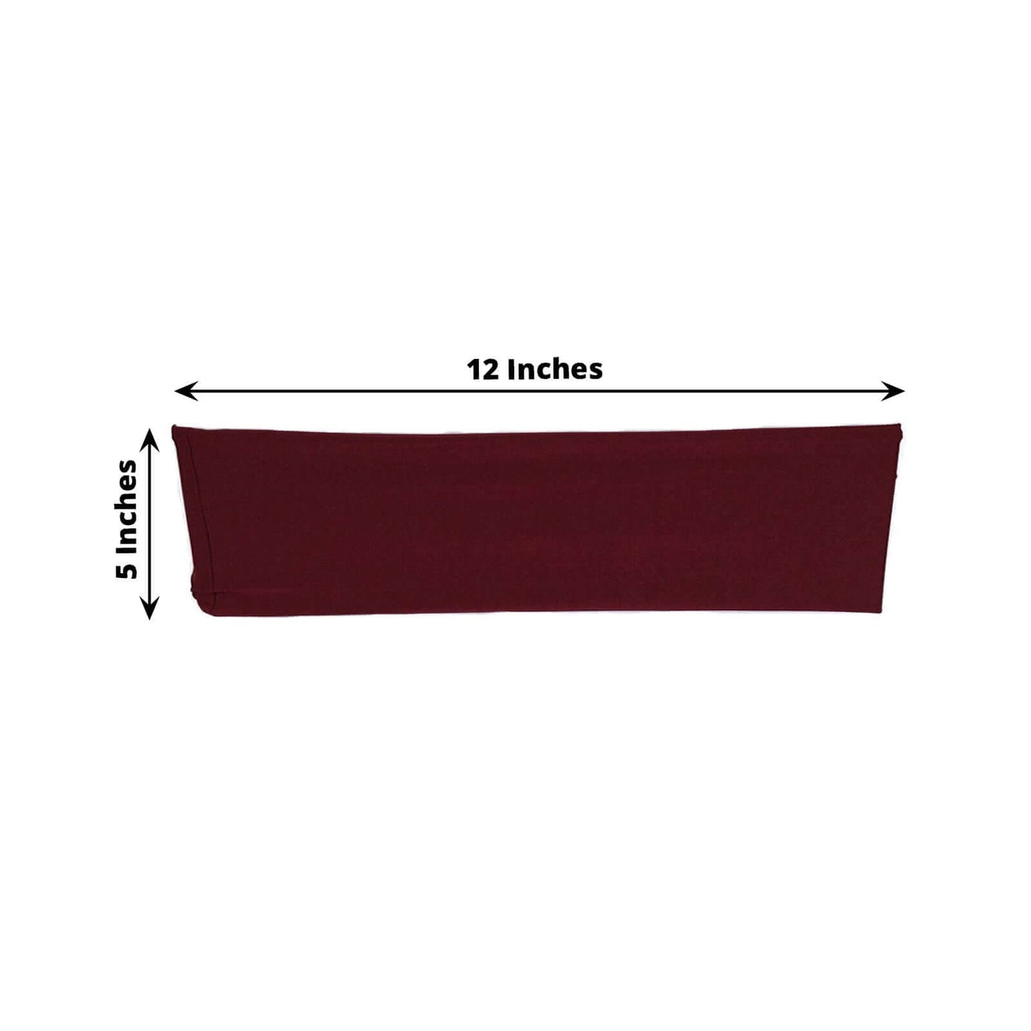 5 Pack Stretch Spandex Chair Sashes Burgundy - Fitted Finish Two Ply Heavy Duty Chair Bands 5"x12" - Linen Luxes