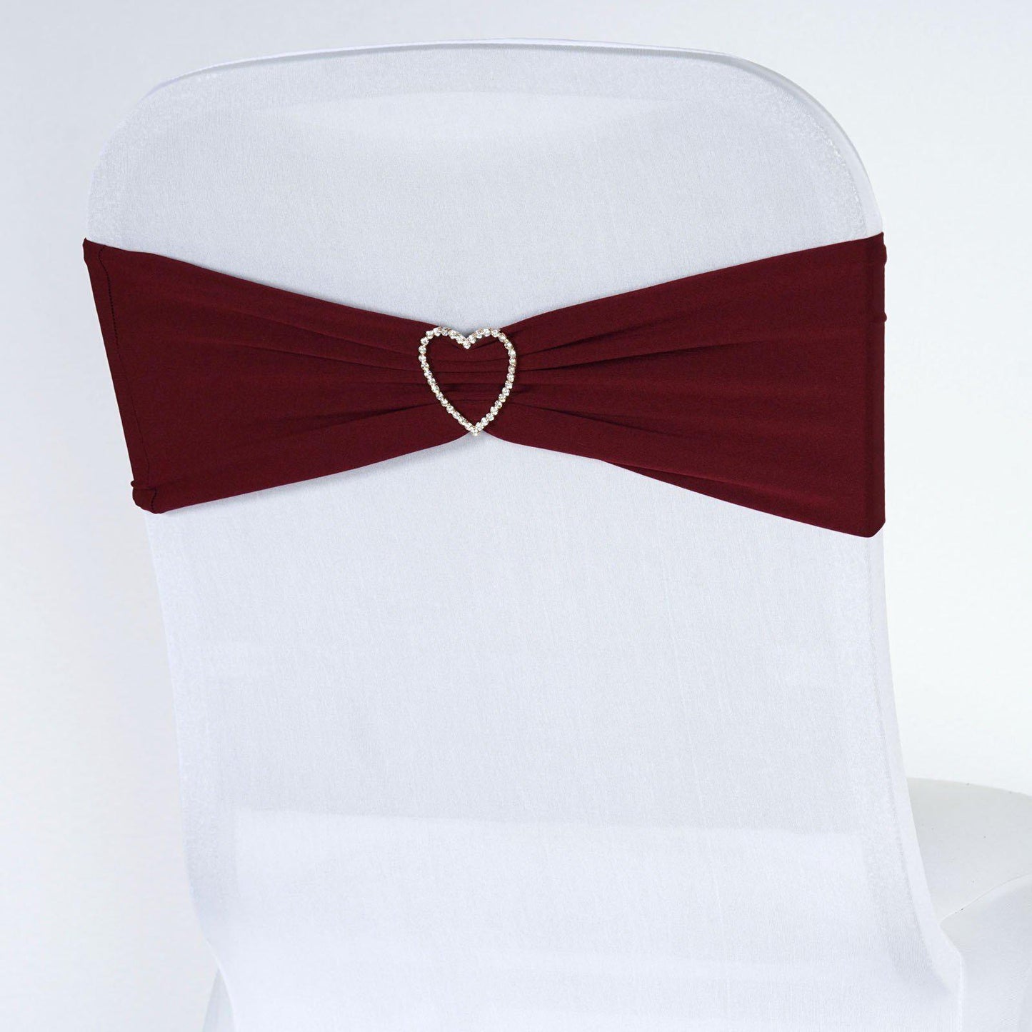 5 Pack Stretch Spandex Chair Sashes Burgundy - Fitted Finish Two Ply Heavy Duty Chair Bands 5"x12" - Linen Luxes