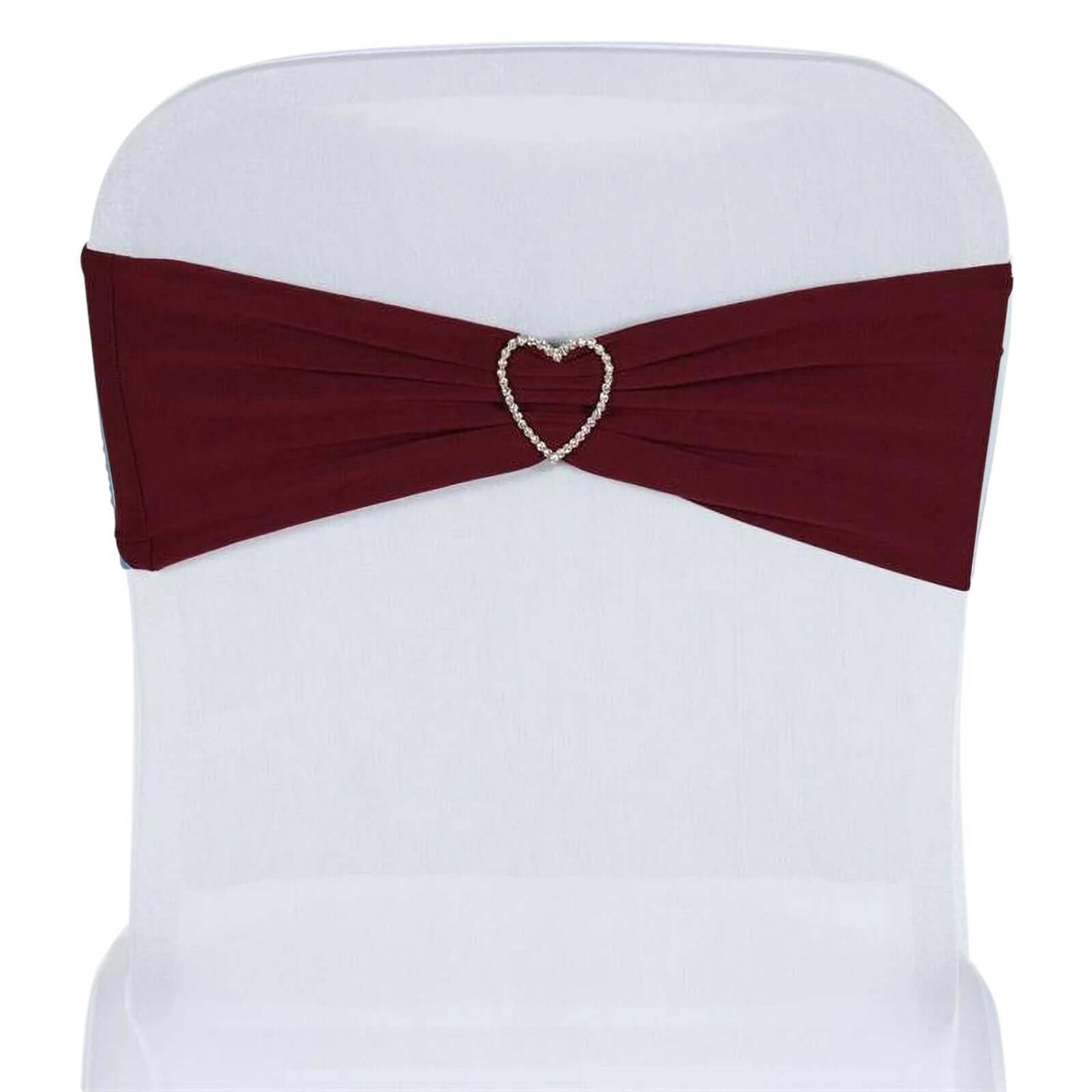 5 Pack Stretch Spandex Chair Sashes Burgundy - Fitted Finish Two Ply Heavy Duty Chair Bands 5"x12" - Linen Luxes