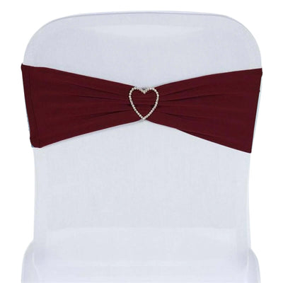 5 Pack Stretch Spandex Chair Sashes Burgundy - Fitted Finish Two Ply Heavy Duty Chair Bands 5"x12" - Linen Luxes