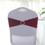 5 Pack Stretch Spandex Chair Sashes Burgundy - Reusable Chair Bands with Silver Diamond Ring Slide Buckle 5"x14" - Linen Luxes