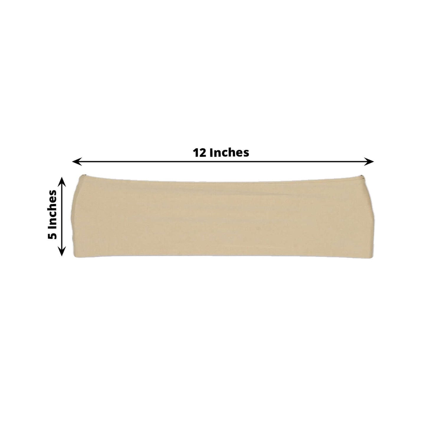 5 Pack Stretch Spandex Chair Sashes Champagne - Fitted Finish Two Ply Heavy Duty Chair Bands 5"x12" - Linen Luxes