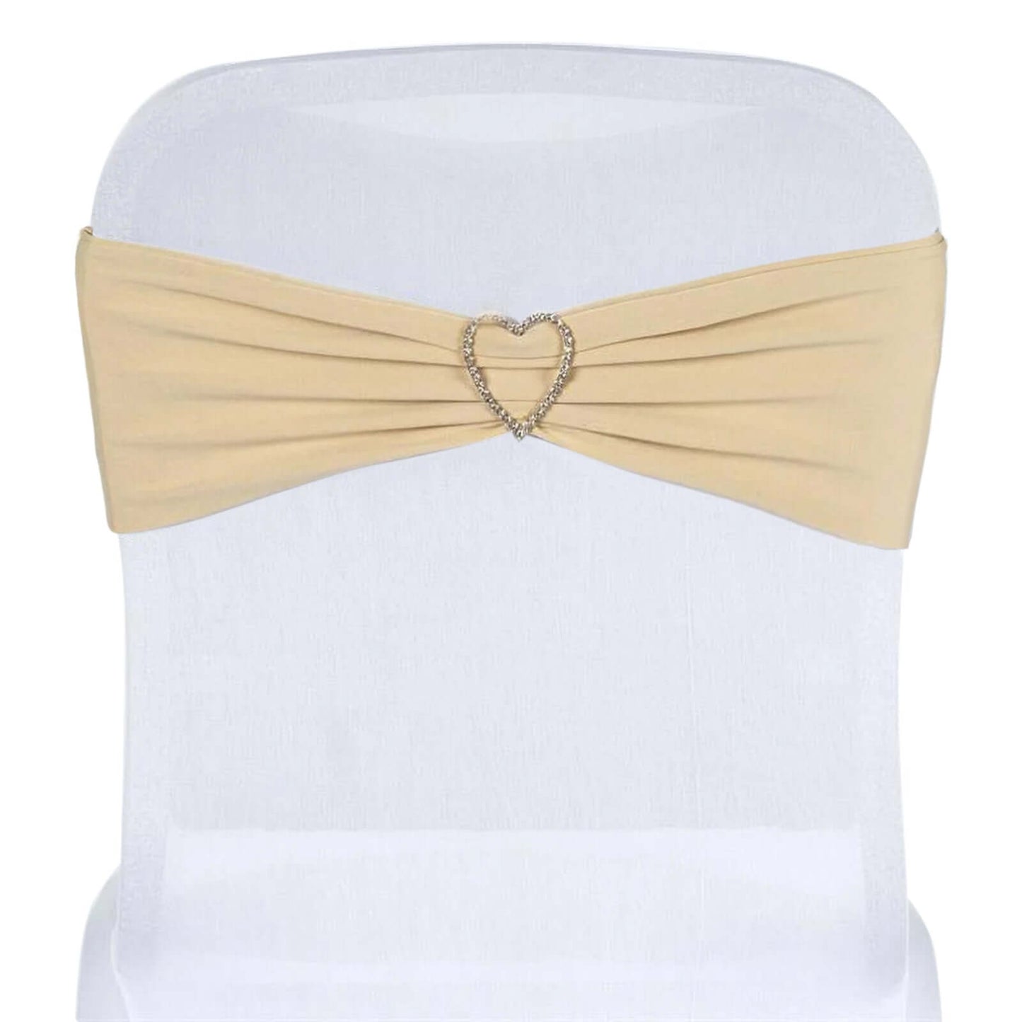5 Pack Stretch Spandex Chair Sashes Champagne - Fitted Finish Two Ply Heavy Duty Chair Bands 5"x12" - Linen Luxes